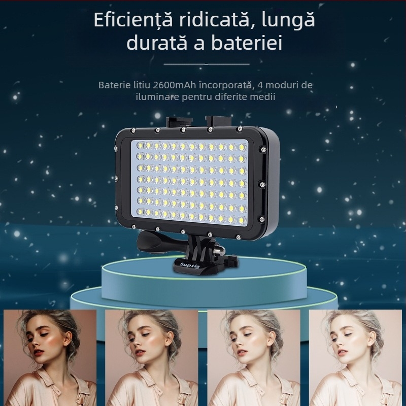 Lumină subacvatică cu 84 LED, impermeabilă, compatibilă cu GoPro