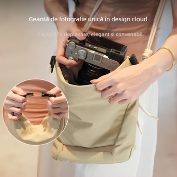 Geantă crossbody pentru cameră, ultra ușoară, capacitate extensibilă, material poliester, pentru DSLR și camere mirrorless, unisex, stil urban minimalist