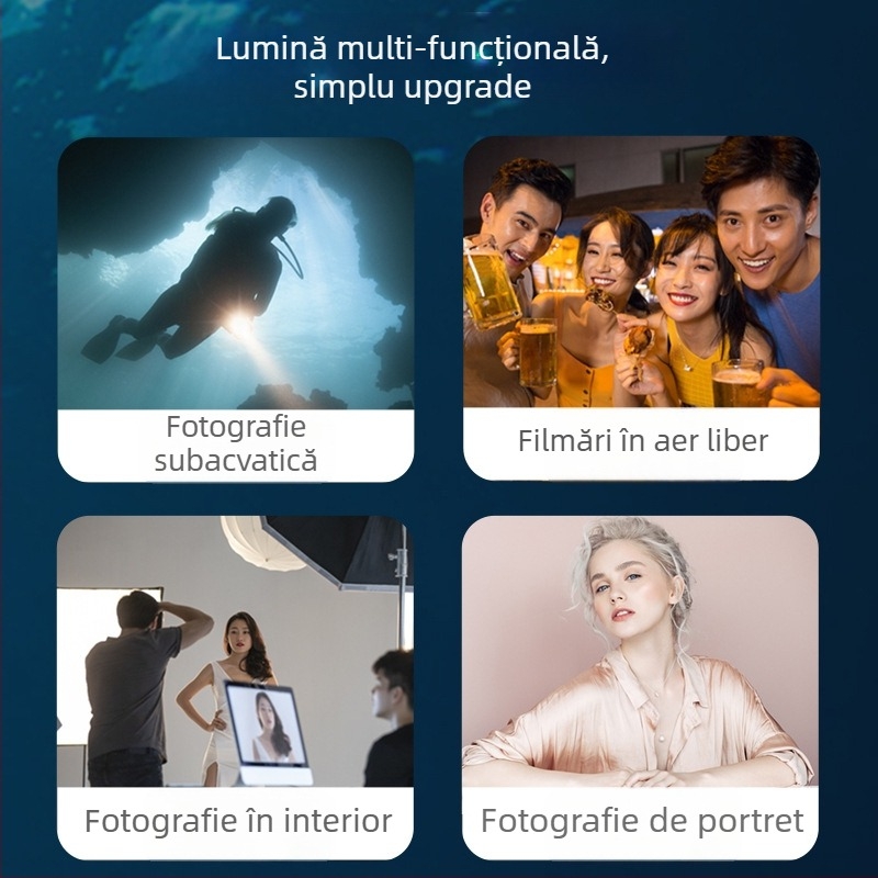 Lumină subacvatică LED cu 30 de LED-uri pentru GoPro — Lumină de umplere impermeabilă pentru fotografie profesională