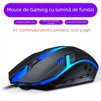 TWOLF V1 mouse de gaming cablat cu iluminare LED, 3 butoane, 1000dpi, USB, design ergonomic