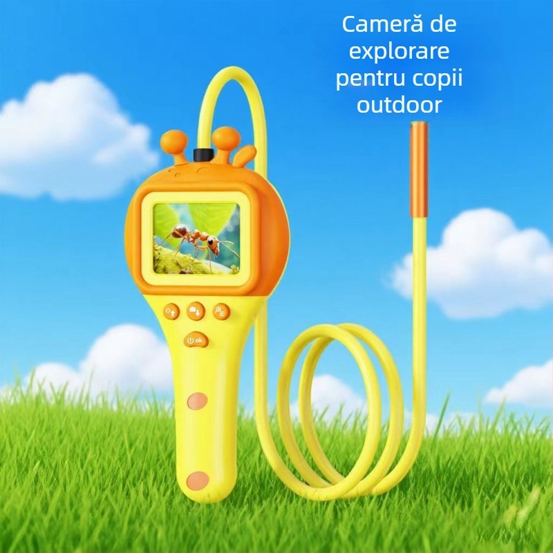 Cameră pentru explorare în aer liber pentru copii, 1080p, IP67 rezistentă la apă, 8 LED-uri, unghi de vizualizare 70°, Model E01