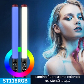 Mini Lumină de Umplere RGB, baston pentru streaming live și fotografie, baterie încorporată de 2000mAh, 3.7V, model ST118