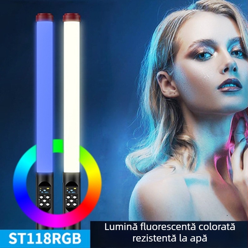 Mini Lumină de Umplere RGB, baston pentru streaming live și fotografie, baterie încorporată de 2000mAh, 3.7V, model ST118