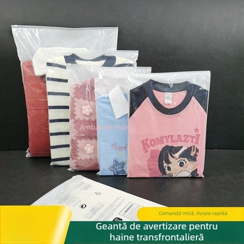 Pungă PE pentru ambalare îmbrăcăminte, cu fermoar, transparentă, auto-sigilantă cu imprimare logo, grosime dublă 10 silk