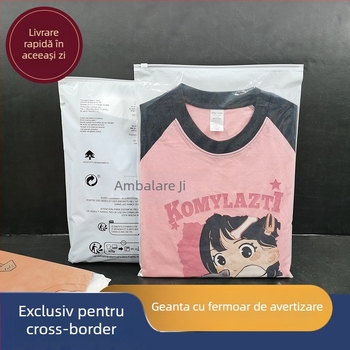 Pungă PE pentru ambalare îmbrăcăminte, cu fermoar, transparentă, auto-sigilantă cu imprimare logo, grosime dublă 10 silk