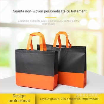Geantă de cumpărături din material nețesut cu imprimare laminată, pliabilă, stil Tote, cu bază și panouri laterale, logo personalizat