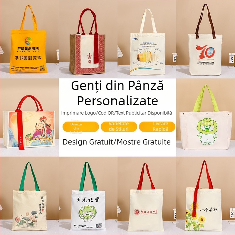 Geantă de pânză cu logo personalizat – geantă din pânză goală pentru suveniruri și promovare corporativă, colorată