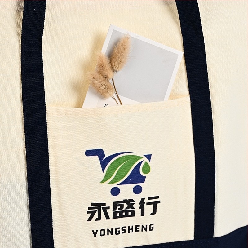 Geantă de pânză patchwork personalizată cu imprimare de logo, imprimare UV digitală sau serigrafie