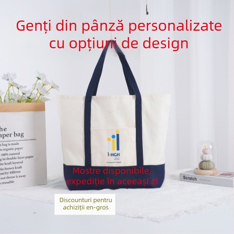 Geantă de pânză patchwork personalizată cu imprimare de logo, imprimare UV digitală sau serigrafie
