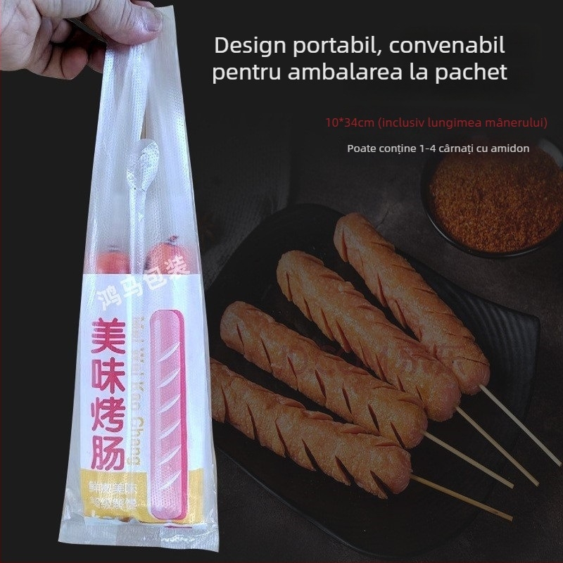 Pungă din plastic pentru cârnați copți – ambalare pentru take-away, grosime dublă: 3-ply sau 4-ply, producție zilnică 20, origine: Anqing, Anhui