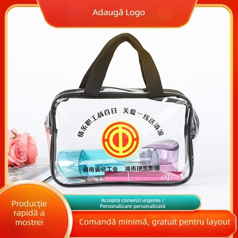 Cool Castle Geantă PVC Portabilă – Pentru depozitare transparentă a cosmeticelor și bijuteriilor, impermeabilă, grosime dublă personalizabilă