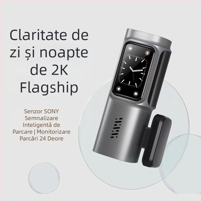 Dash Cam cu obiectiv unic, Wi‑Fi, unghi de vizualizare 170°, 2160P video, 14MP fotografii, monitorizare parcare și înregistrare în buclă