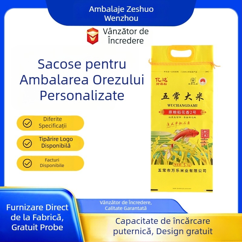 Sac de ambalare orez țesut manual, cu hârtie Kraft, laminare și folie interioară, imprimare color, model șarpe, Dongze