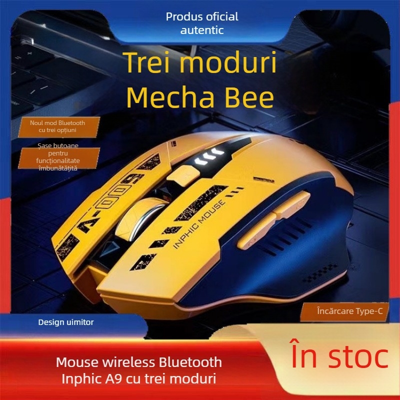 Mouse wireless cu Bluetooth și 2.4GHz, 1500 DPI, 2 butoane, 1 rotiță de defilare