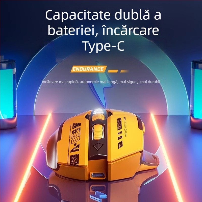 Mouse wireless cu Bluetooth și 2.4GHz, 1500 DPI, 2 butoane, 1 rotiță de defilare