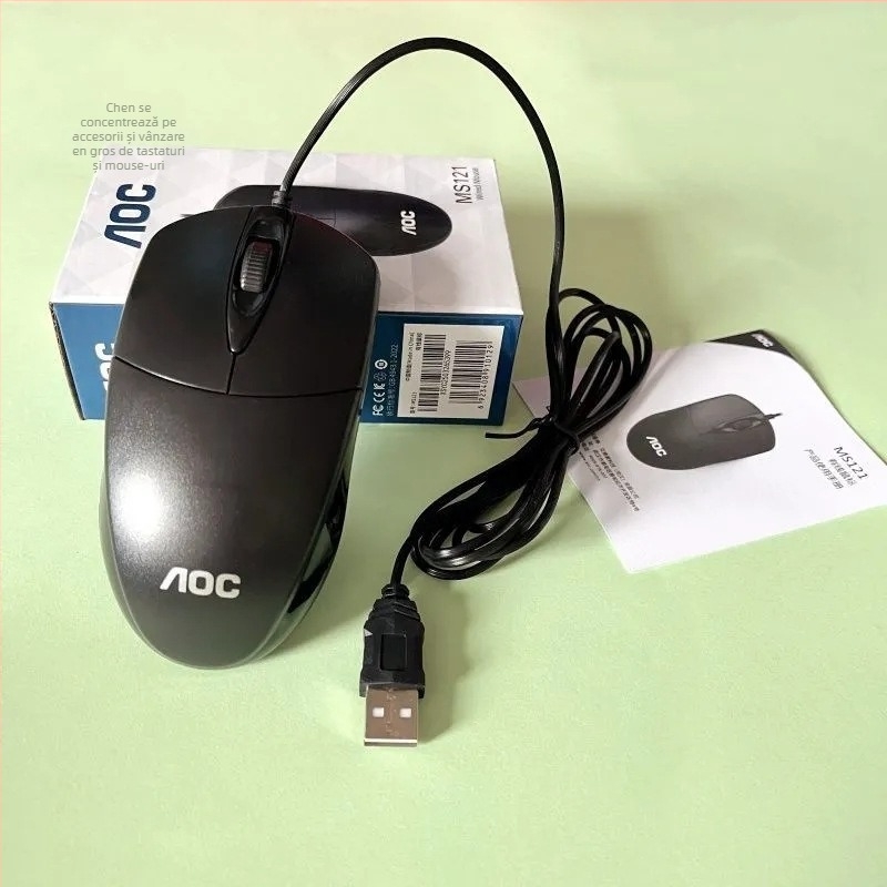 Mouse de birou cu fir USB, 1000 DPI, 4 butoane, ergonomic, compatibil cu laptopul
