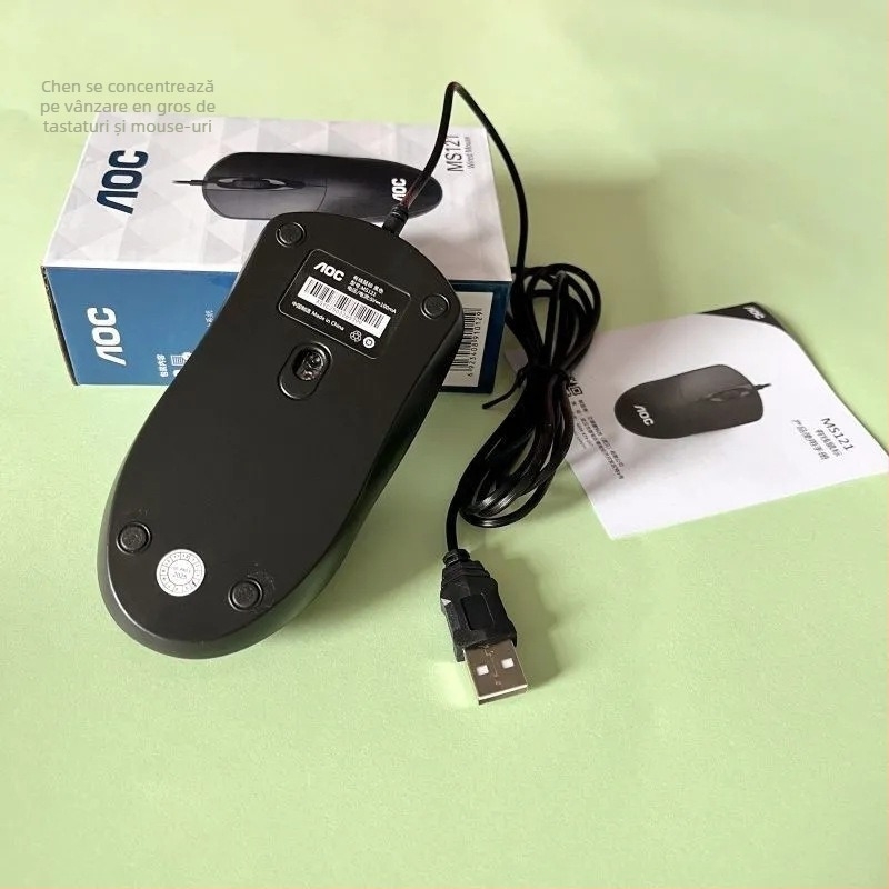 Mouse de birou cu fir USB, 1000 DPI, 4 butoane, ergonomic, compatibil cu laptopul