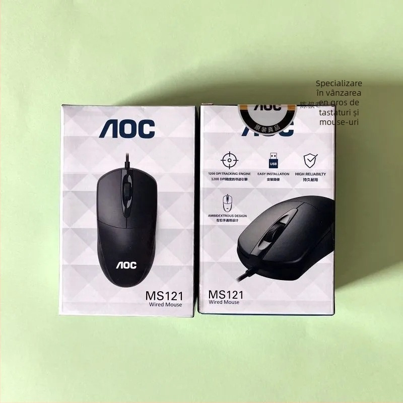 Mouse de birou cu fir USB, 1000 DPI, 4 butoane, ergonomic, compatibil cu laptopul