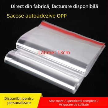 Pungă autoadezivă OPP cu imprimare a logo-ului, 100% material nou, tăiere cu lamă fierbinte, lamă plată și lamă în formă de floare, pentru ambalarea bijuteriilor, hainelor, jucăriilor și obiectelor de uz zilnic