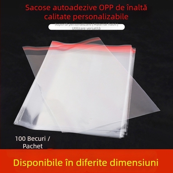 Pungă autoadezivă OPP cu imprimare a logo-ului, 100% material nou, tăiere cu lamă fierbinte, lamă plată și lamă în formă de floare, pentru ambalarea bijuteriilor, hainelor, jucăriilor și obiectelor de uz zilnic