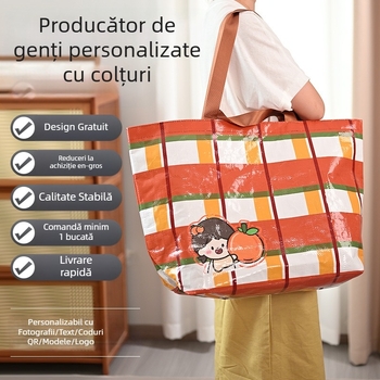 Geantă împletită manual din plastic – capacitate de încărcare 50; potrivită pentru haine și cosmetice; ambalare generală