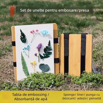 Set de plăci pentru relievi cu tip curea – kit complet pentru flori uscate, include hârtie de căptușire și placă absorbantă, ambalat într-o cutie