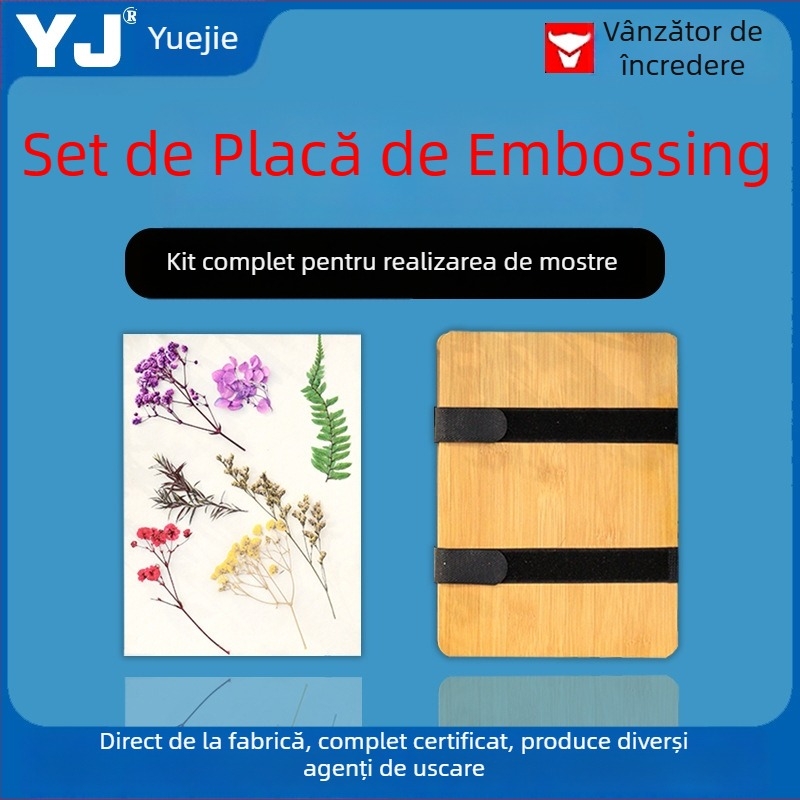 Set de plăci pentru relievi cu tip curea – kit complet pentru flori uscate, include hârtie de căptușire și placă absorbantă, ambalat într-o cutie