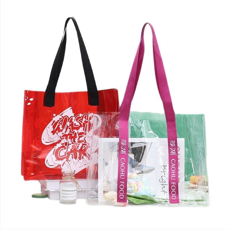 Geantă de mână transparentă din PVC, design cu dublu strat, Tonghong, geantă cadou-suvenir