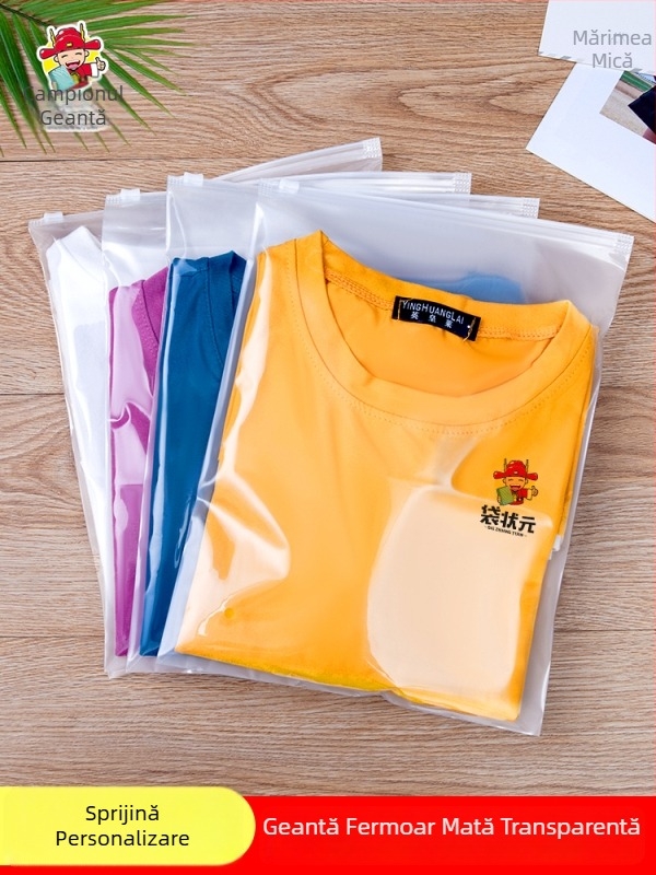 Pungă cu fermoar pentru haine, transparentă mată pentru depozitare, sigilabilă, îngroșată, personalizabilă prin imprimare