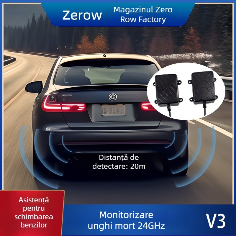 Radar cu unde milimetrice pentru automobile, model 24G-V3, monitorizare BSD a unghiului mort, rază de detecție 20 m, asistență pentru schimbarea benzii și avertizare la mersul înapoi