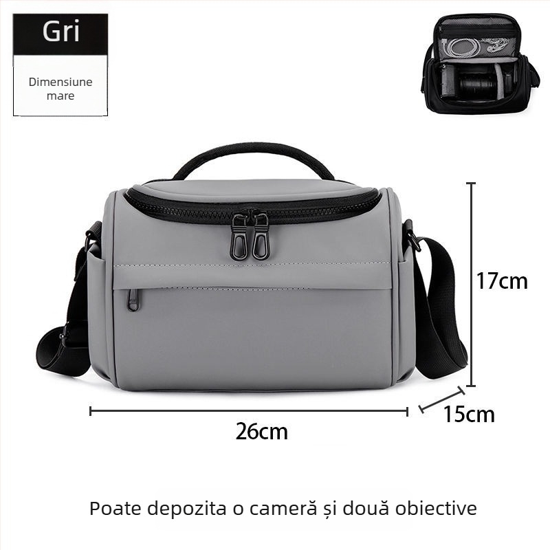 Geantă pentru cameră - impermeabilă, rezistentă la uzură, reduce sarcina; PU material; pentru camere DSLR și Mirrorless; Geantă de umăr pentru călătorii; Curea de umăr curbată; Vara 2025