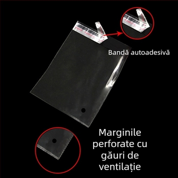 Geantă autoadezivă pentru haine – pungă transparentă din plastic pentru ambalarea tricourilor, cu logo imprimat, 100% material nou