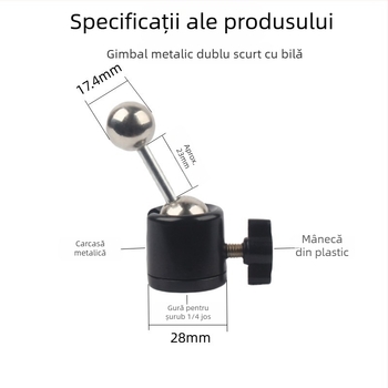 Cap pan/tilt cu bilă din aliaj de aluminiu, montaj filet, rotire 360° (orizontal 180°, vertical 90°)