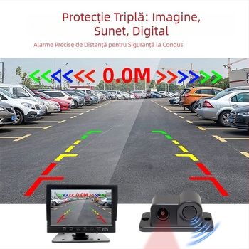 Cameră radar de mers înapoi, vizuală 12V, 1080P AHD, 2-în-1 integrată, Model W-017