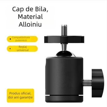Gimbal metal universal pentru cameră de telefon, rotație 360°, sferă din aliaj de aluminiu, 38 g, înclinație verticală 90°