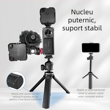 Trepied cu cap de bila, fibră de carbon, 4 secțiuni, placă de eliberare rapidă, încărcare 2–5 kg