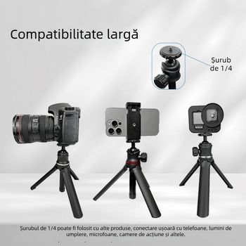 Trepied cu cap de bila, fibră de carbon, 4 secțiuni, placă de eliberare rapidă, încărcare 2–5 kg