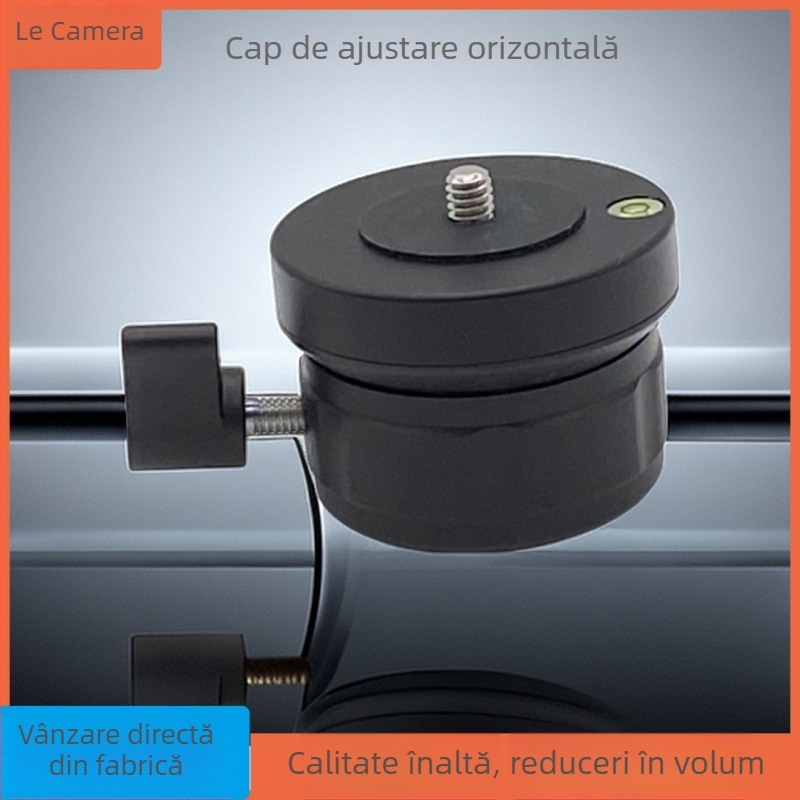 Bază de reglare pentru trepied, aliaj de aluminiu, rotație orizontală 360°, pantă verticală ±10°, montaj 1/4"/3/8", greutate 150 g