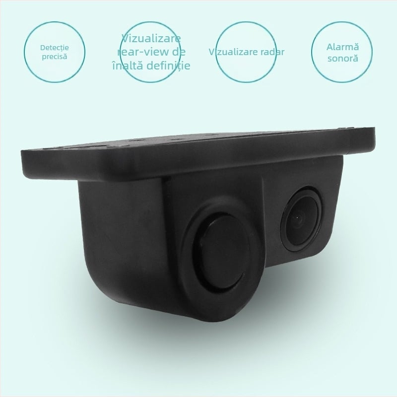 Radar 2-în-1 pentru parcare cu imagine vizuală — HD 1280x720, 12V, 170° reglabil, semnal video AV