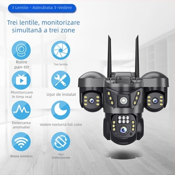 PTZ Cameră de supraveghere, utilizare indoor, rotire orizontală 325°, rotire verticală 90°, viteză orizontală 20°/s, viteză verticală 0.1–50°/s, carcasă ABS, montaj pe perete