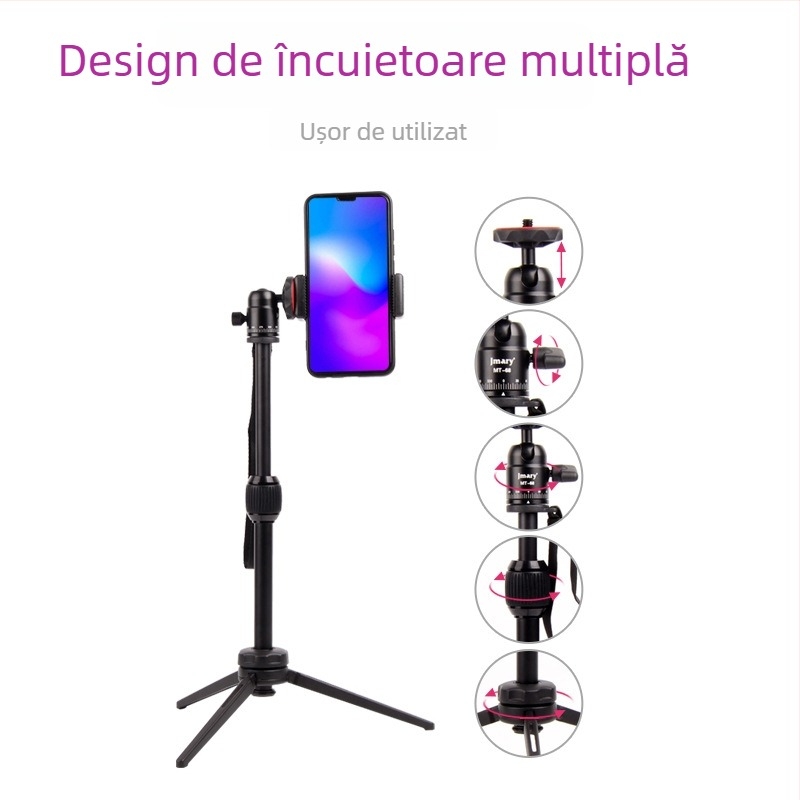 Trepied MT-68 din aliaj de aluminiu, 2 secțiuni, cap sferic, capacitate de încărcare 2–5 kg