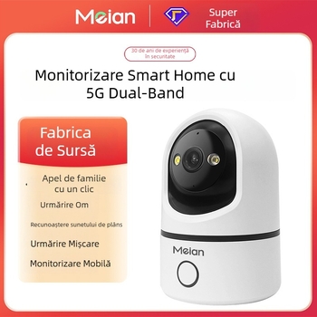 Cameră wireless de supraveghere pentru interior, PTZ, cu audio bidirectional, Pan 355°, Tilt 75°, Viteză orizontală 70°/s, Viteză verticală 30°/s