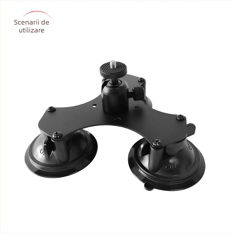 Gimbal pentru cameră cu 3 ventuze - portabil, rotire orizontală de 360°, înclinare verticală de 90°, aliaj de aluminiu, pentru camere mirrorless, iluminare