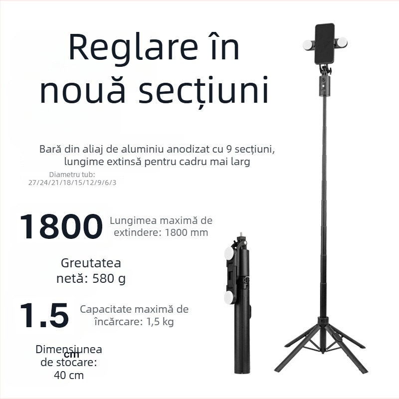 Stativ cu gimbal 3D pentru telefon, aliaj de aluminiu, 3 secțiuni, 500 g — Wei jian