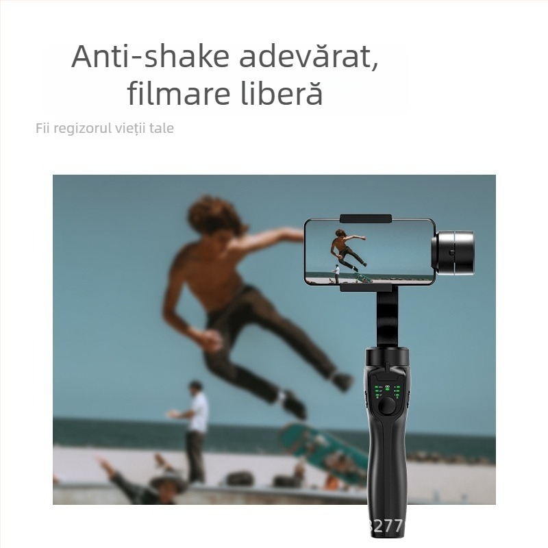 Gimbal de mână pentru telefoane cu ABS; rotație orizontală 330°; înclinare verticală ±160°; limită de rotație 330°; greutate 400 g.