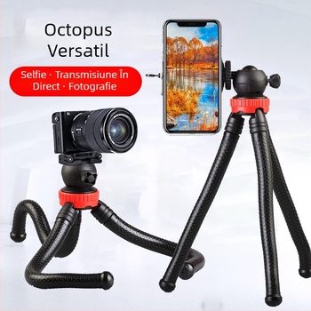 Tripod stil caracatiță pentru DSLR cu cap cu bila, construcție din oțel/plastic, picioare cu un singur segment, încărcare până la 2–5 kg