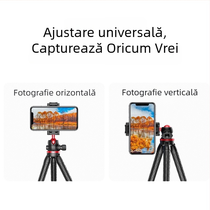 Tripod stil caracatiță pentru DSLR cu cap cu bila, construcție din oțel/plastic, picioare cu un singur segment, încărcare până la 2–5 kg