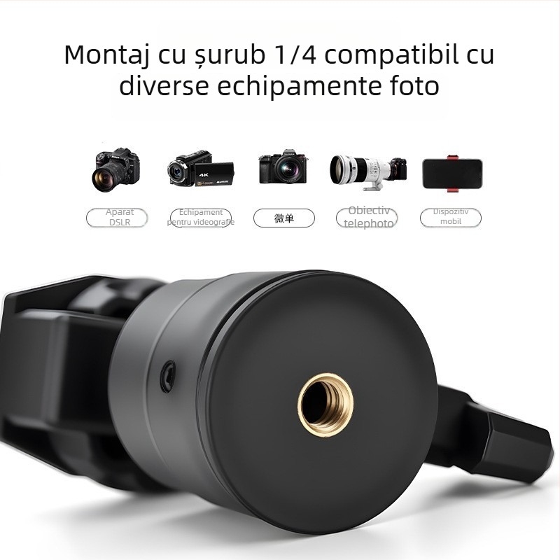 Suport universal pentru telefon cu iluminare pentru live, rotire verticală de 360°, rotire orizontală de 180°, interfață de 1/4 inch, material PA, 50 g