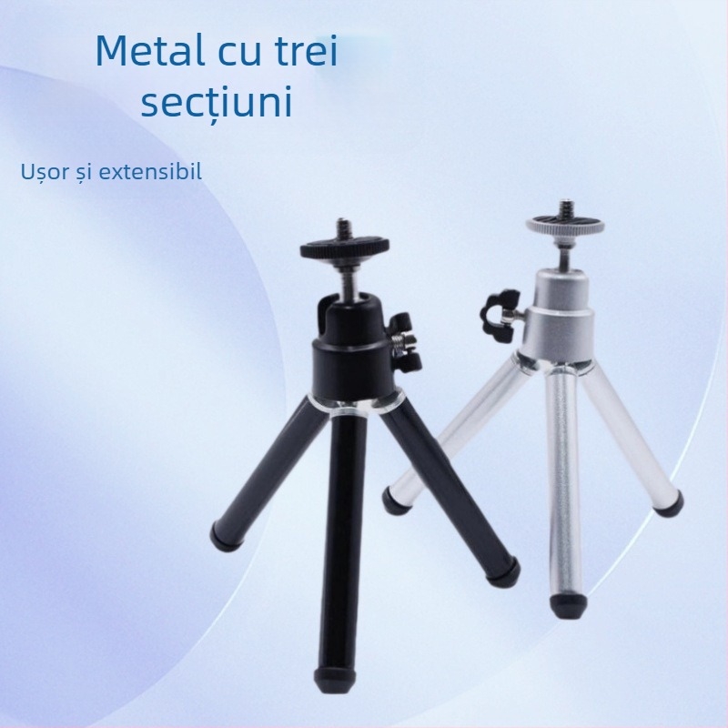 Trepied cu trei secțiuni, construcție metalică, sistem 3D gimbal, sarcină sub 2 kg