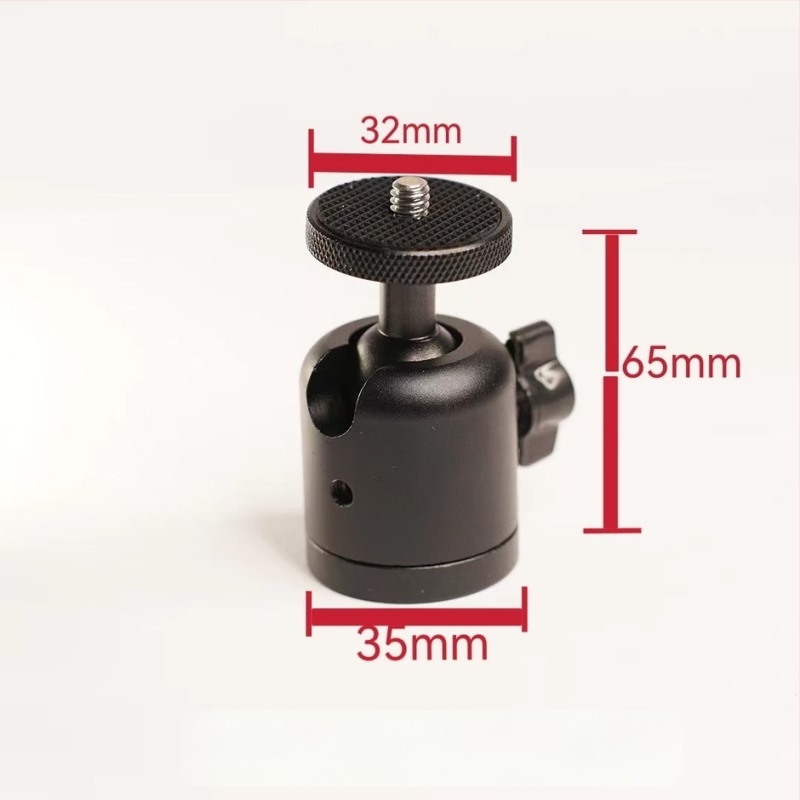 Gimbal de proiector din aliaj de aluminiu cu blocare, rotație verticală 360°, rotație orizontală 90°, montaj filet 1/4"-20, greutate 101 g